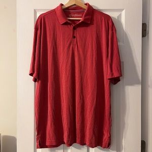 Mens Polo Shirt Size Large Caribbean Orange Modal Cotton Casual Golf Top